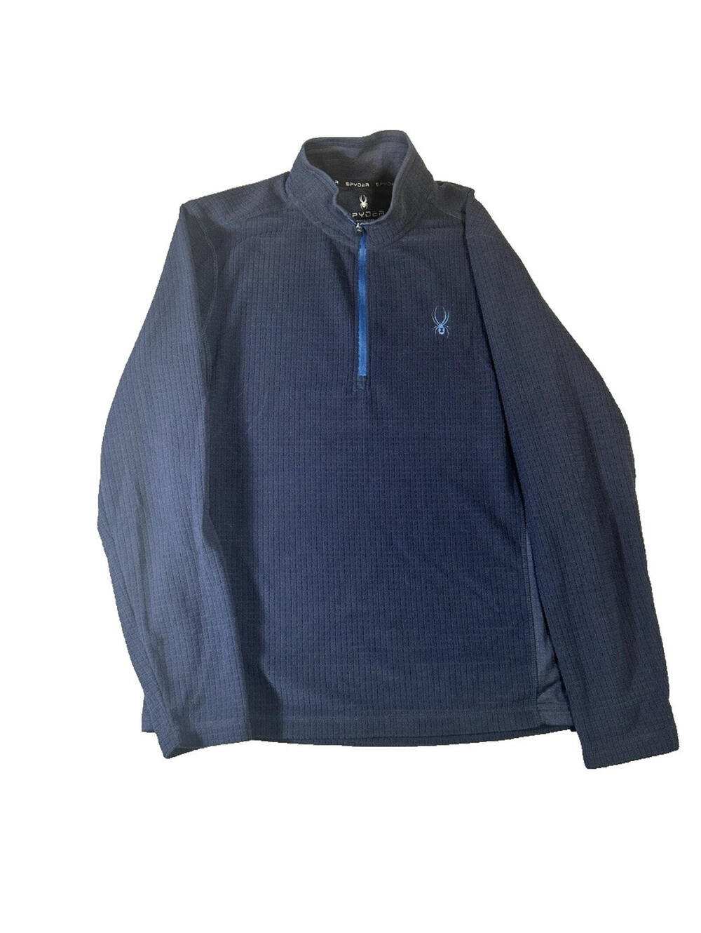 Spyder Men’s Quarter Zip Pullover Blue Waffle Knit Performance Medium - NWT